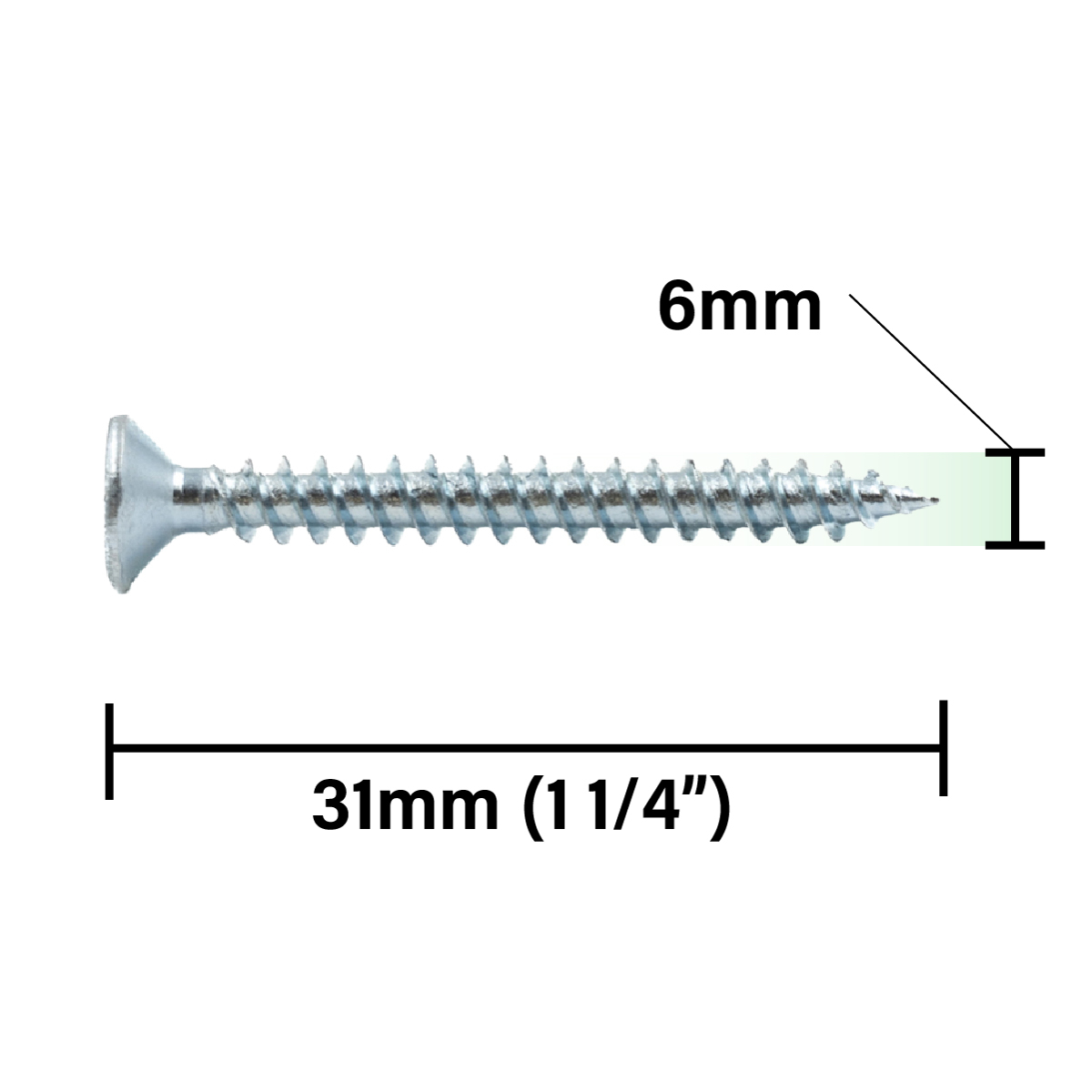 Rikä TWSR009 Woodscrew Twin-Thread CSK BZP 6 x 1 1/4in 200pk